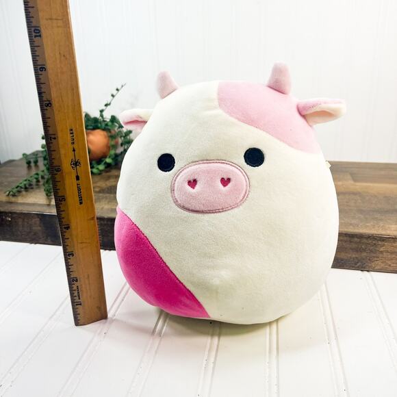*RARE* Squishmallow 8” Caedyn The Pink Cow Heart Nostrils Valentine Kellytoy - Picture 2 of 10